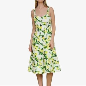 NWT Avec Les Filles Lemon Print Midi Dress
